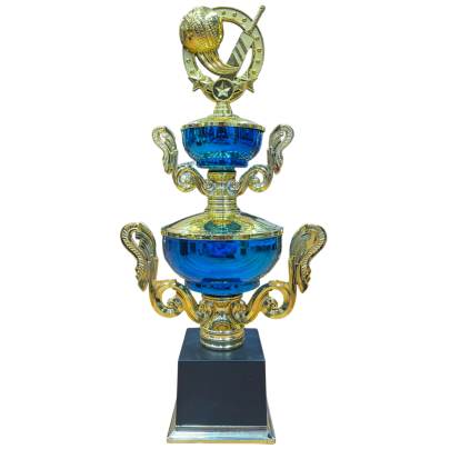 Blue And Golden Fiber cup Trophy For cricket matches  Events  Functions  Tournament   School Games