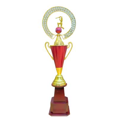 Cone Cricket Cup Red/Metal Champion Trophy Cup/Sports Trophy/premium metal Trophy With Wooden Base