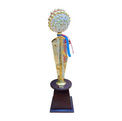 D381 premium Medal trophy/Golden Trophy With Crystal/Cricket Trophy/Corporate Trophy/