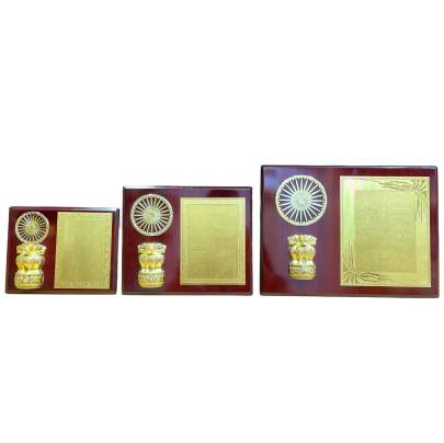 Wooden Golden FX53,For Appreciation Award/Premium Wooden Memento with Ashok Chakra/Corporate trophy