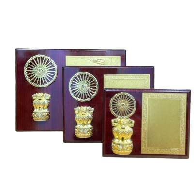 Wooden Golden FX53,For Appreciation Award/Premium Wooden Memento with Ashok Chakra/Corporate trophy