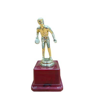 Metallic Fiber Table Tennis Player Trophy (Gold, 6.5 Inch)