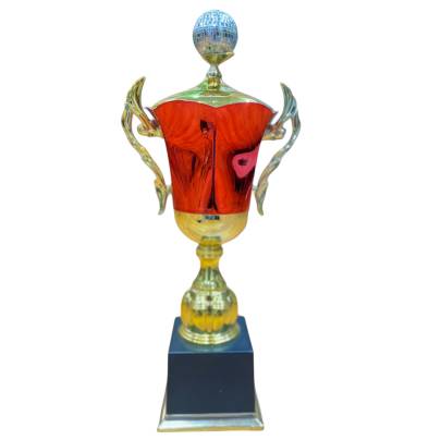 Red and Golden Color Premium Quality Heavy Fiber Sports Trophy/Fancy Design Premium Trophy for Sports and Corporate Event