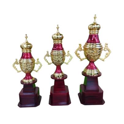 Trophy Cup Red/Premium Metal Trophy With Wooden Base/Sports Trophy/Corporate Trophy