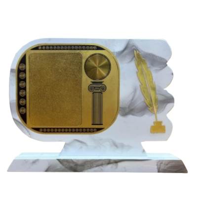 White  Feather Trophy Corporate Memento Wooden Memento